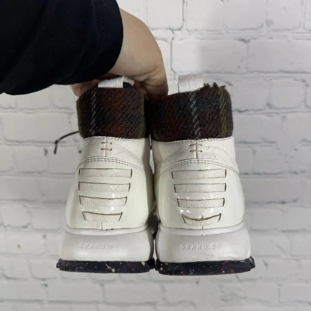 Cole Haan ZERØGRAND Waterproof Hiker Boots Womens 7.5 White Leather Trail